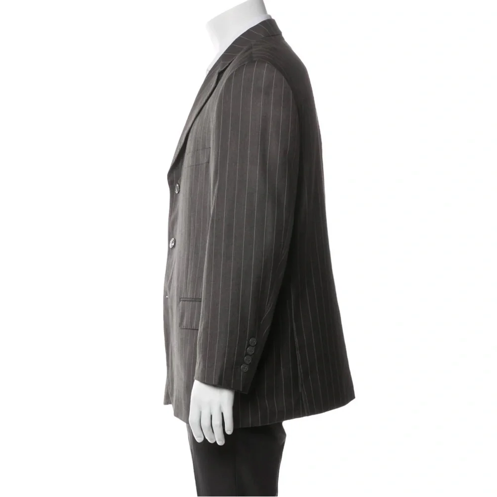 GIANNI VERSACE Vintage 90s Charcoal‎ Pinstripe Spot Coat Blazer
